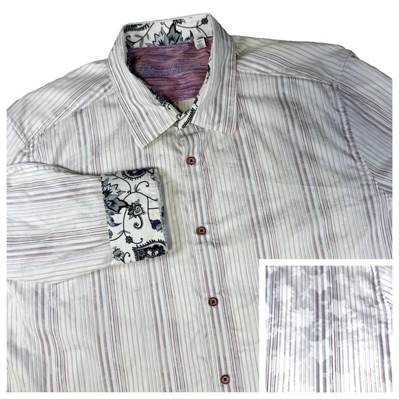 Robert Graham Other - Robert Graham Paisley Floral StripedDress Shirt Classic Fit Flip Cuffs Men's 3XL